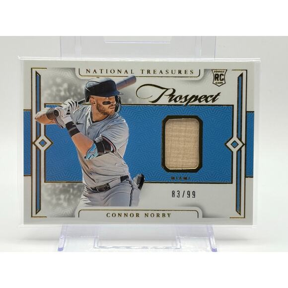 2024 National Treasures Connor Norby Rookie Batt Relic 83/99 SP Miami Marlins RC - Picture 1 of 2